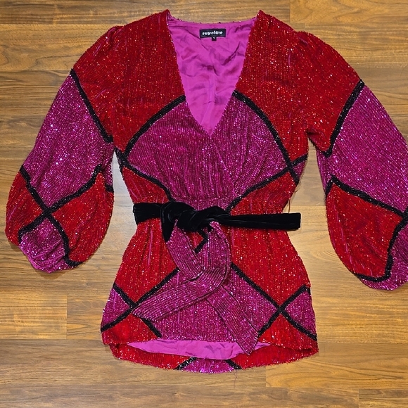 Retrofete Red and Pink Mini Dress - Picture 4 of 9